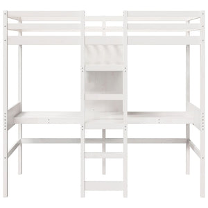 vidaXL Loft Bed Frame No Mattress White 90x190 cm Solid Pine Wood