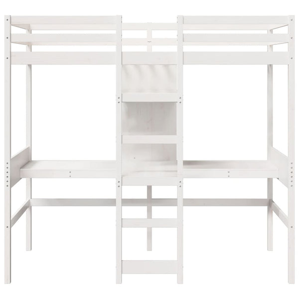 vidaXL Loft Bed Frame No Mattress White 90x190 cm Solid Pine Wood