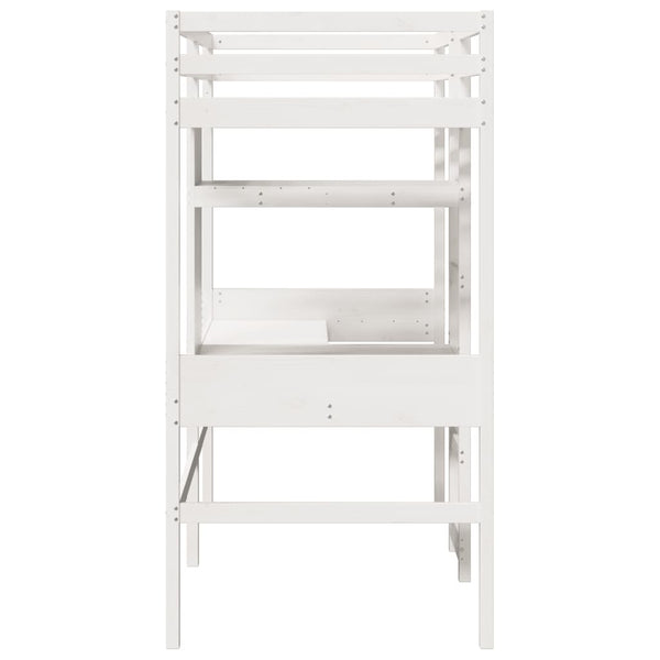 vidaXL Loft Bed Frame No Mattress White 90x190 cm Solid Pine Wood