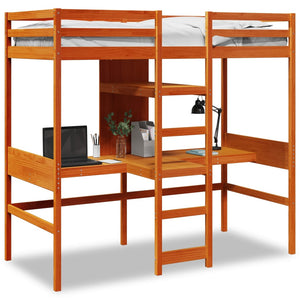 vidaXL Loft Bed Without Mattress Waxed Brown 90x190 cm Solid Pine Wood