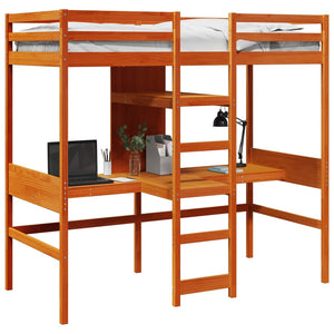 vidaXL Loft Bed Without Mattress Waxed Brown 90x190 cm Solid Pine Wood