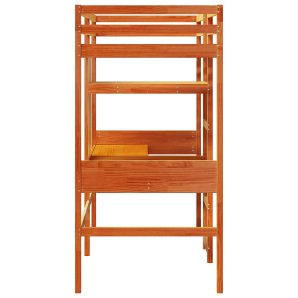 vidaXL Loft Bed Without Mattress Waxed Brown 90x190 cm Solid Pine Wood