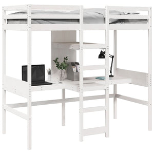 vidaXL Loft Bed without Mattress White 75x190 cm Solid Pine Wood