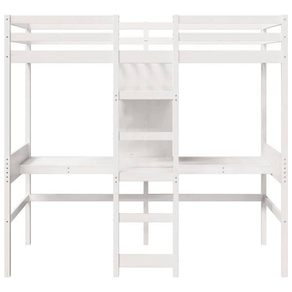 vidaXL Loft Bed without Mattress White 75x190 cm Solid Pine Wood