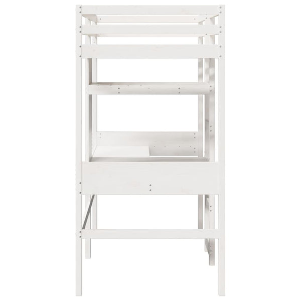 vidaXL Loft Bed without Mattress White 75x190 cm Solid Pine Wood