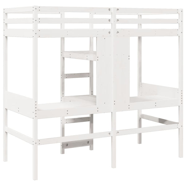 vidaXL Loft Bed without Mattress White 75x190 cm Solid Pine Wood