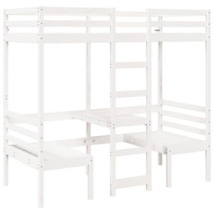 vidaXL Loft Bed with Desk & Chairs White 80x200 cm Pine Wood