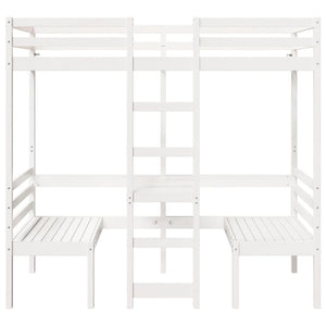 vidaXL Loft Bed with Desk & Chairs White 80x200 cm Pine Wood