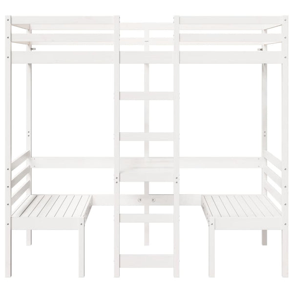 vidaXL Loft Bed with Desk & Chairs White 80x200 cm Pine Wood