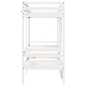 vidaXL Loft Bed with Desk & Chairs White 80x200 cm Pine Wood