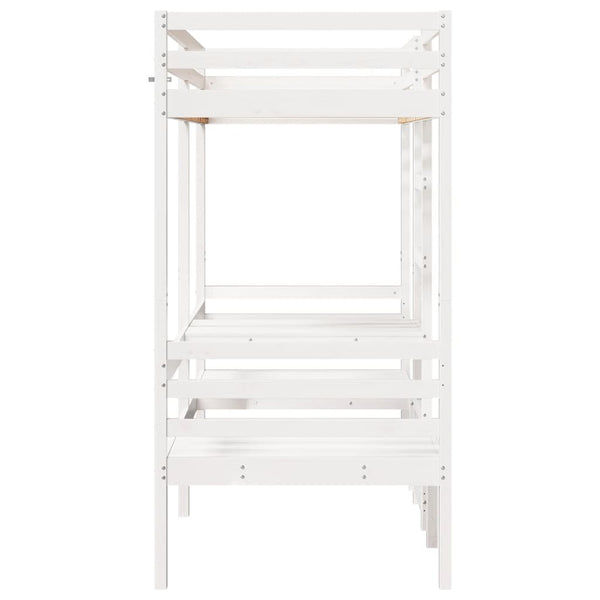 vidaXL Loft Bed with Desk & Chairs White 80x200 cm Pine Wood