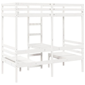 vidaXL Loft Bed with Desk & Chairs White 80x200 cm Pine Wood