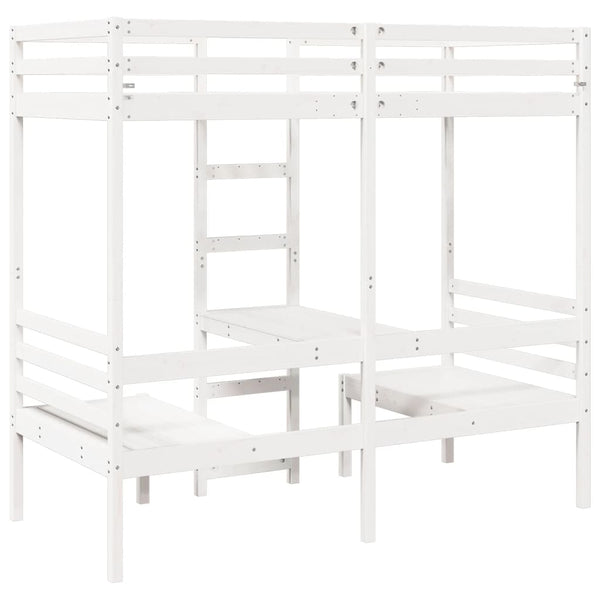 vidaXL Loft Bed with Desk & Chairs White 80x200 cm Pine Wood