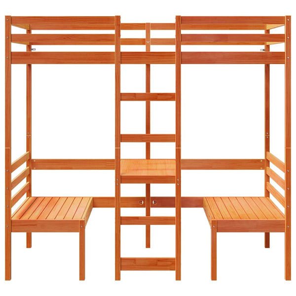vidaXL Loft Bed with Desk & Chairs Brown 80x200 cm Pinewood