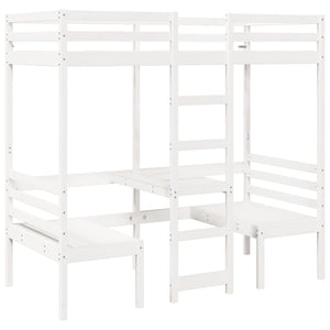 vidaXL Loft Bed with Desk & Chairs White 90x190 cm Pine Wood