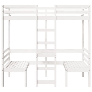 vidaXL Loft Bed with Desk & Chairs White 90x190 cm Pine Wood