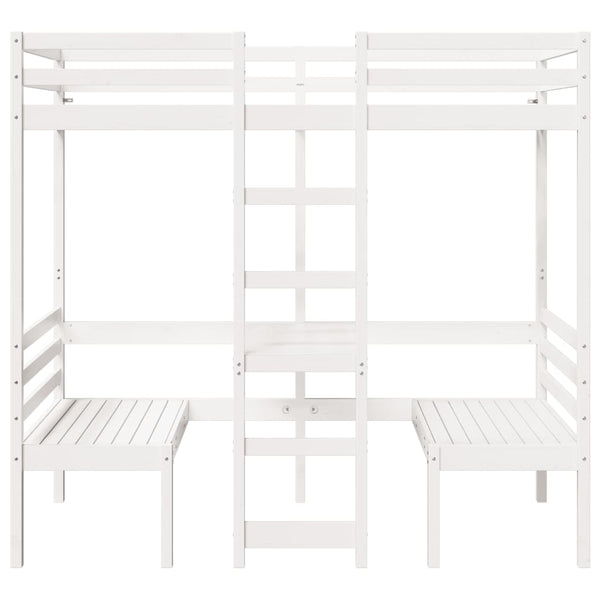 vidaXL Loft Bed with Desk & Chairs White 90x190 cm Pine Wood