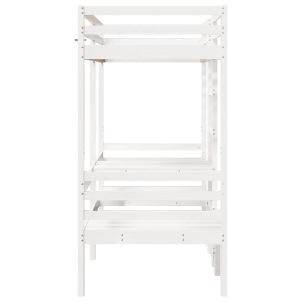 vidaXL Loft Bed with Desk & Chairs White 90x190 cm Pine Wood