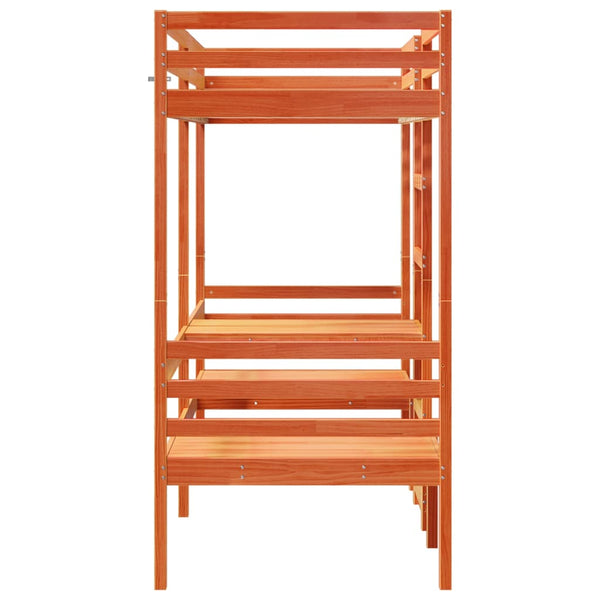 vidaXL Loft Bed with Desk & Chairs Brown 90x190 cm Pine Wood