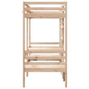 vidaXL Loft Bed with Desk & Chairs 75x190 cm Solid Pine Wood