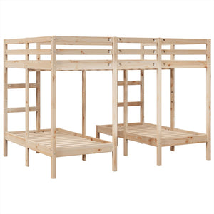 vidaXL Triple Bunk Bed 140x200/70x140 cm Solid Pine Wood