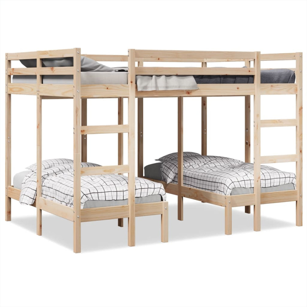 vidaXL Triple Bunk Bed 140x200/70x140 cm Solid Pine Wood