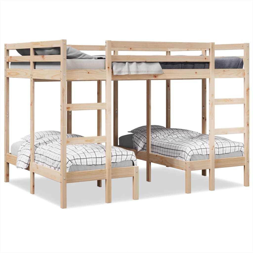 vidaXL Triple Bunk Bed 140x200/70x140 cm Solid Pine Wood
