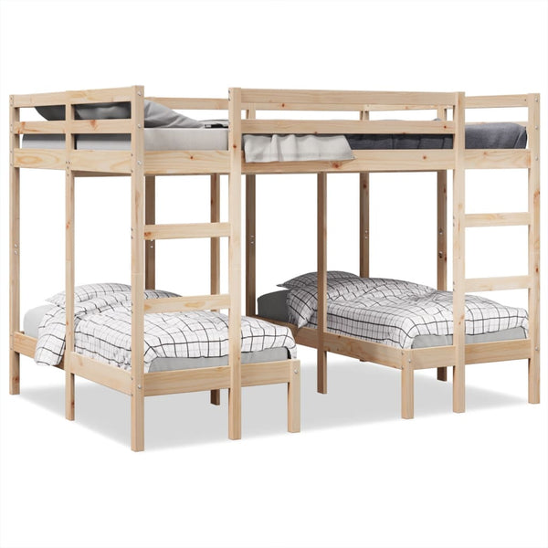 vidaXL Triple Bunk Bed 140x200/70x140 cm Solid Pine Wood