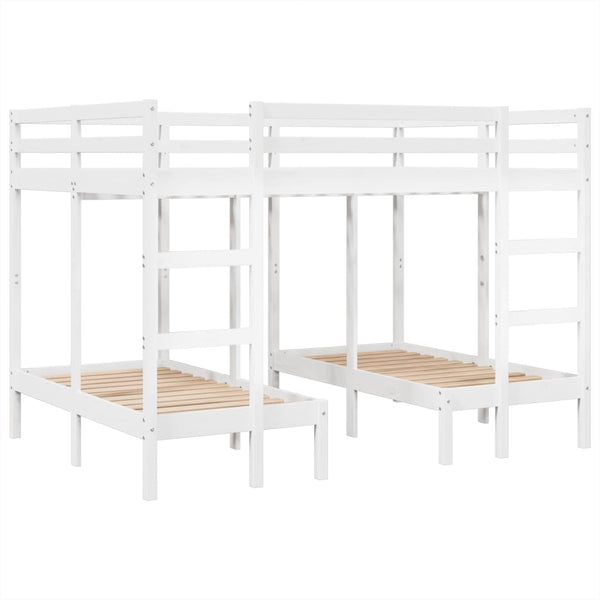 vidaXL Triple Bunk Bed White 140x200/70x140 cm Solid Pine Wood