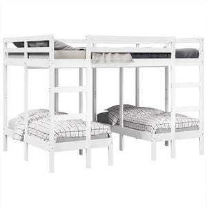 vidaXL Triple Bunk Bed White 140x200/70x140 cm Solid Pine Wood