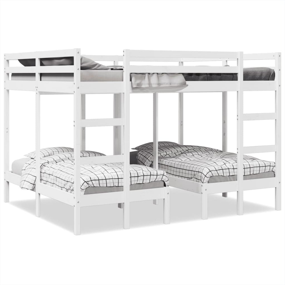 vidaXL Triple Bunk Bed White 160x200/80x160 cm Solid Pine Wood