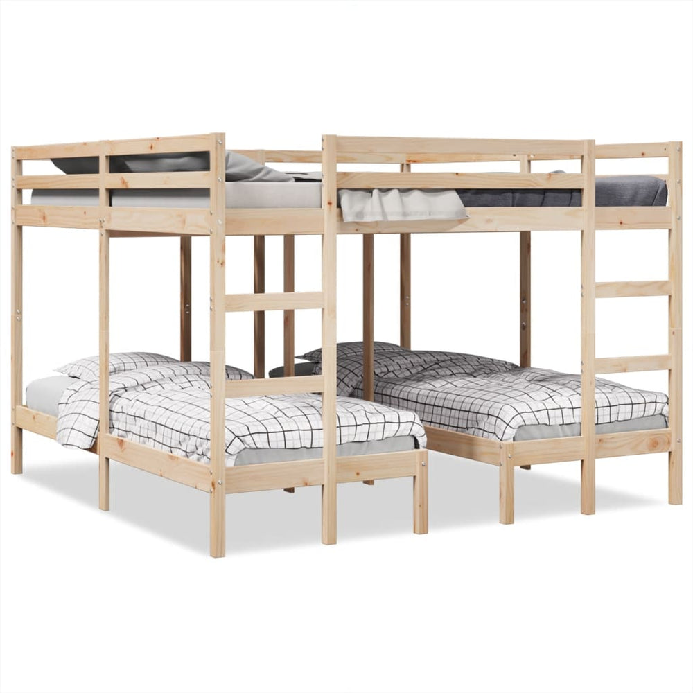 vidaXL Triple Bunk Bed 200x200/80x200 cm Solid Pine Wood