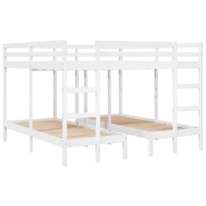 vidaXL Triple Bunk Bed White 200x200/80x200 cm Solid Pine Wood