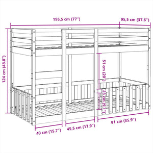 vidaXL Bunk Bed 90x190 cm Solid Pine Wood