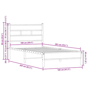 vidaXL Bed Frame without Mattress with Headboard Sonoma Oak 100x200 cm
