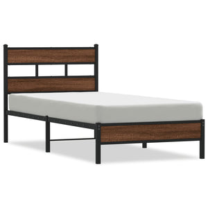 vidaXL Bed Frame without Mattress Brown Oak 107x200 cm Engineered Wood