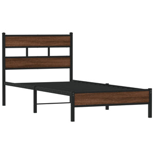 vidaXL Bed Frame without Mattress Brown Oak 107x200 cm Engineered Wood