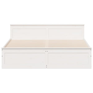 vidaXL Solid Wood Bed Frame without Mattress with Headboard White 180x200 cm