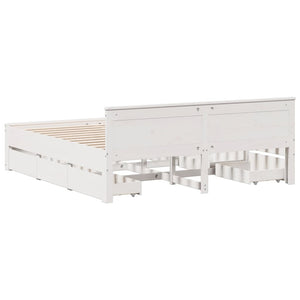 vidaXL Solid Wood Bed Frame without Mattress with Headboard White 180x200 cm