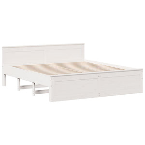 vidaXL Solid Wood Bed Frame without Mattress with Headboard White 180x200 cm