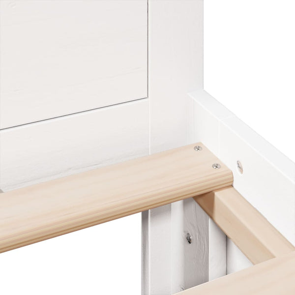 vidaXL Solid Wood Bed Frame without Mattress with Headboard White 180x200 cm