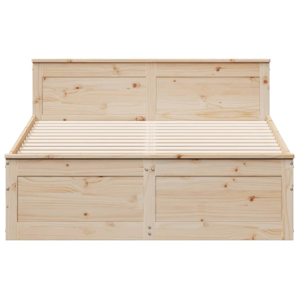 vidaXL Solid Wood Bed Frame without Mattress with Headboard 160x200 cm Pine