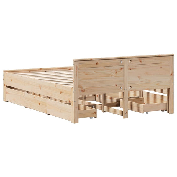 vidaXL Solid Wood Bed Frame without Mattress with Headboard 160x200 cm Pine