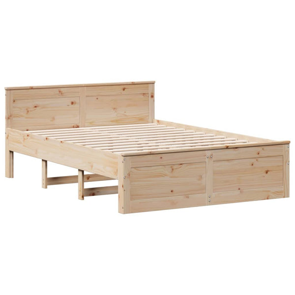 vidaXL Solid Wood Bed Frame without Mattress with Headboard 160x200 cm Pine