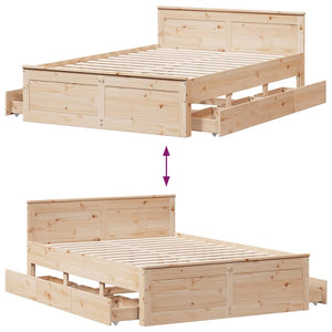 vidaXL Solid Wood Bed Frame without Mattress with Headboard 160x200 cm Pine