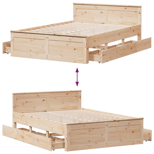 vidaXL Solid Wood Bed Frame without Mattress with Headboard 160x200 cm Pine