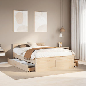 vidaXL Solid Wood Bed Frame without Mattress with Headboard 160x200 cm Pine