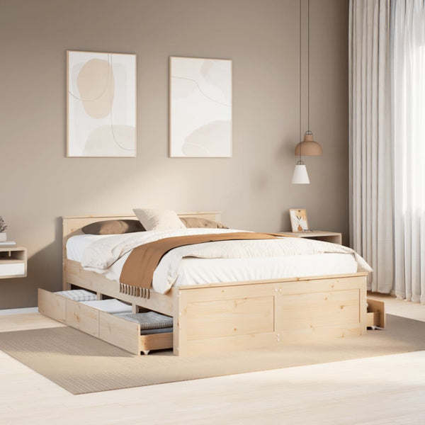 vidaXL Solid Wood Bed Frame without Mattress with Headboard 160x200 cm Pine