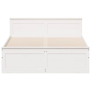 vidaXL Solid Wood Bed Frame without Mattress with Headboard White 140x200cm Pine