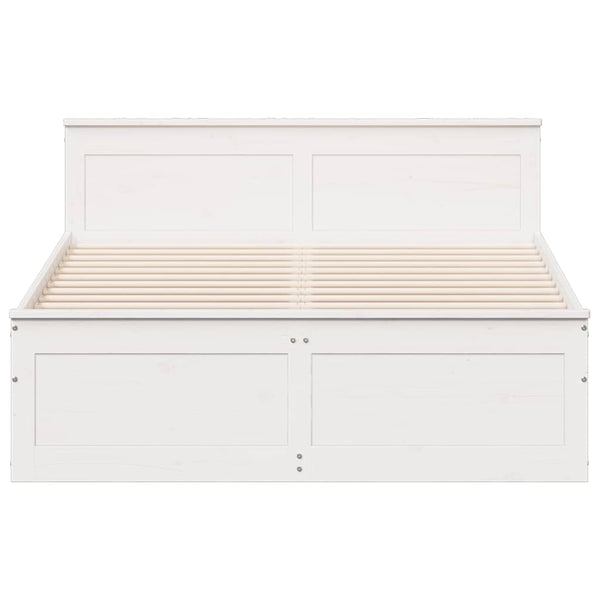 vidaXL Solid Wood Bed Frame without Mattress with Headboard White 140x200cm Pine